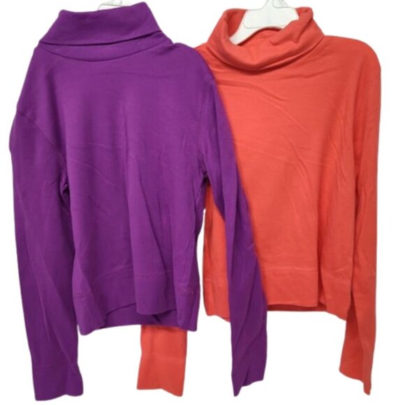 2 Christie Brooks Girls 7-8 Cotton Turtlenecks Purple and Pink NWT - Picture 2 of 11